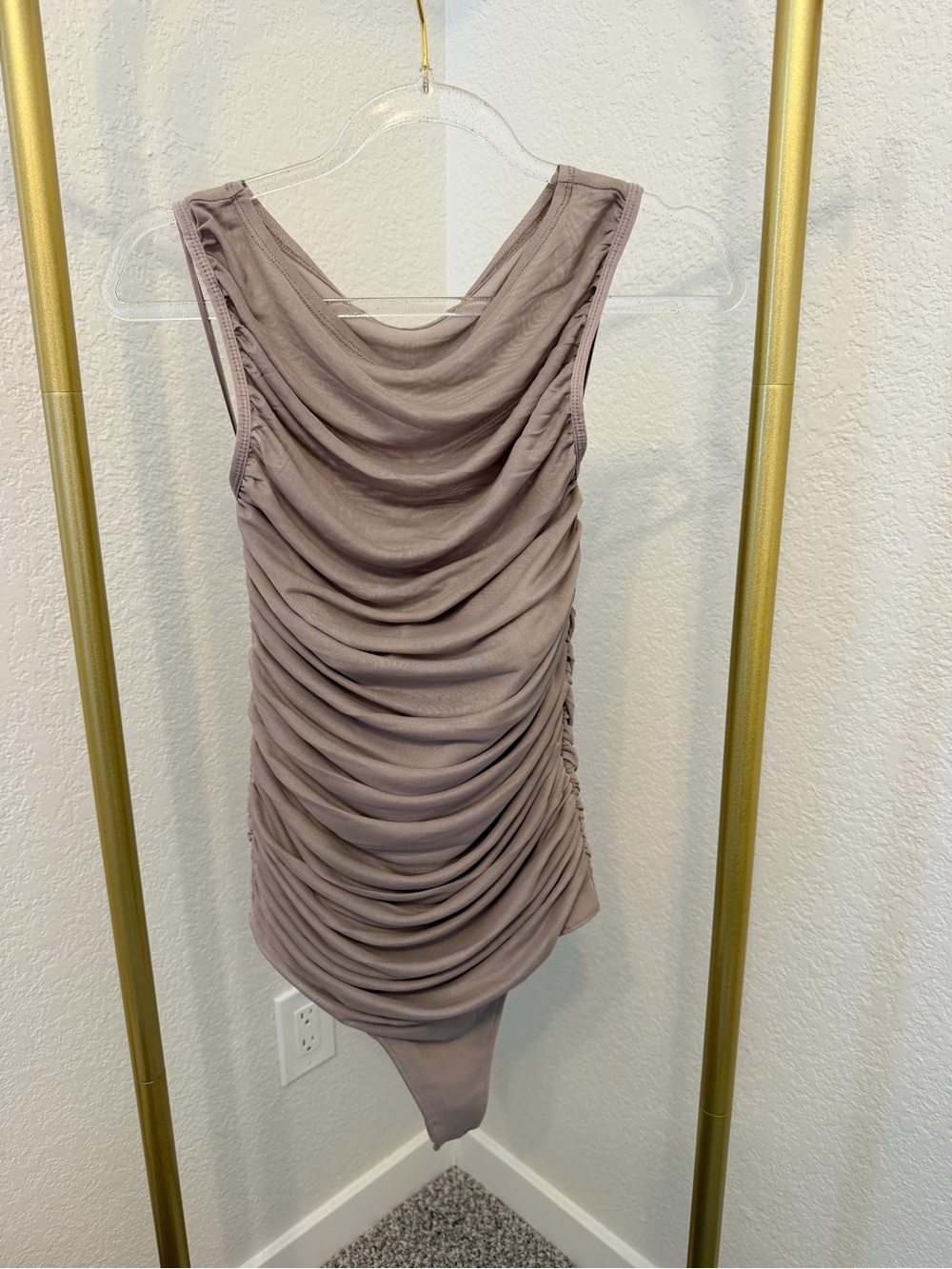 Abercrombie & Fitch Neutral Beige Sleeveless Bodysuit